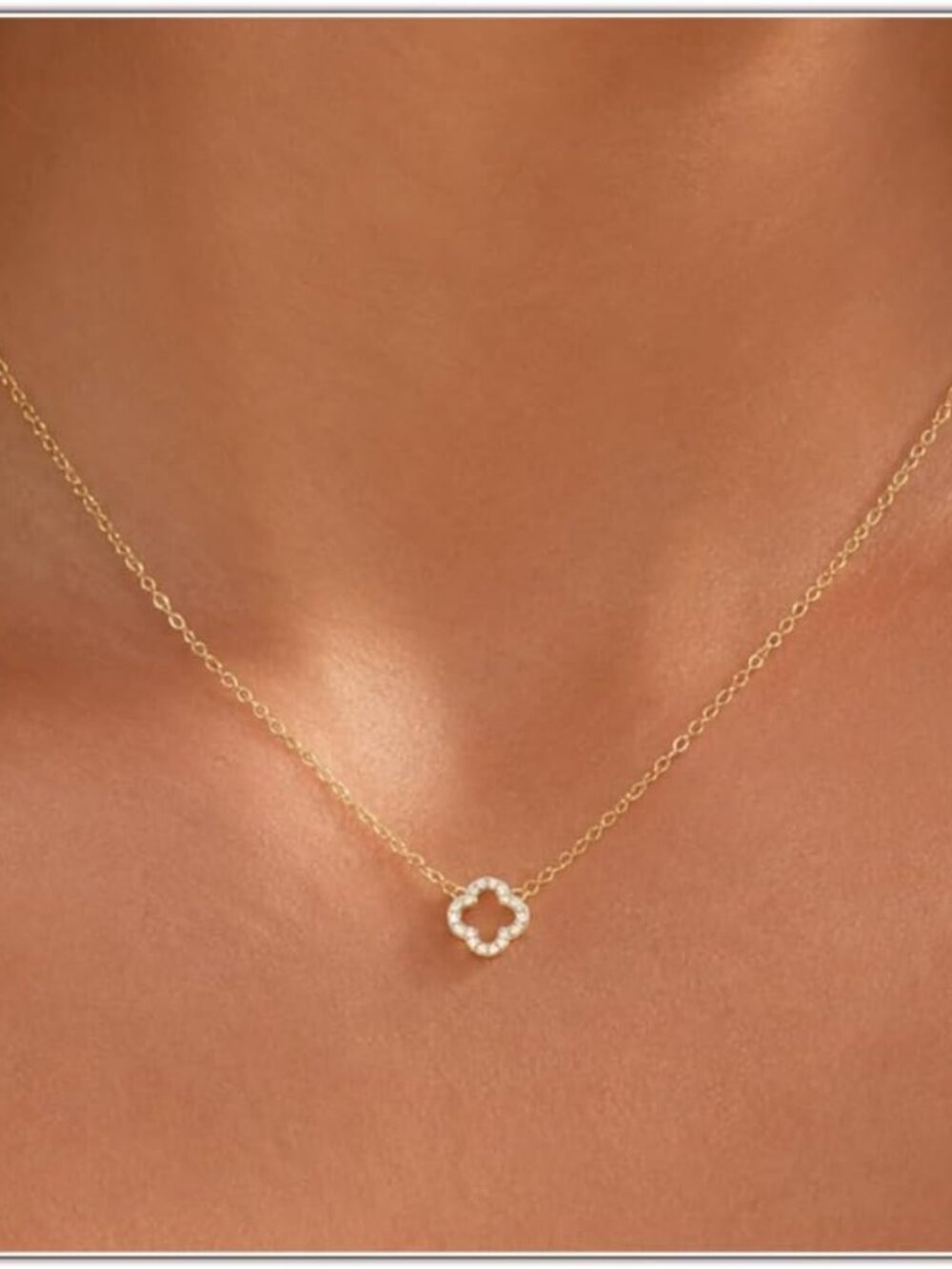 Dainty Gold Plated Necklace with Four Leaf Clover - Perfect Gift for Her